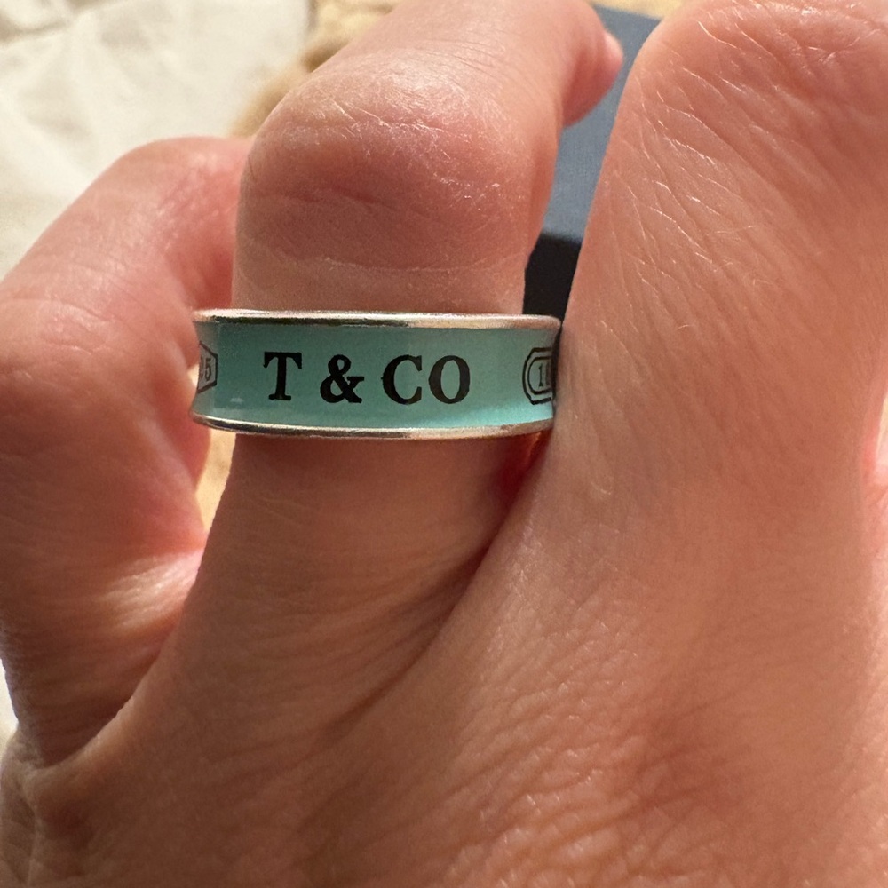 Tiffany & Co. Silver Band with Aqua Enamel